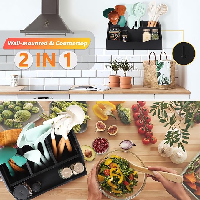 Innovation Utensil Holder Kitchen Utensil Organizer with Handle,Black