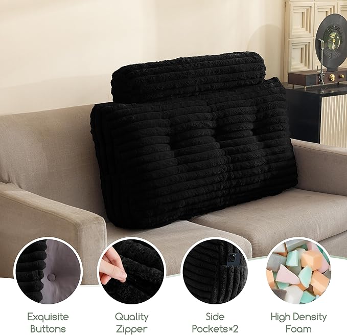 HIGOGOGO Triangular Headboard Wedge Pillow with a Cylindrical Pillow and Memory Foam Filling, Daybed Pillows for Sitting up, Reading or Working with Removable Cover,Twin 39.4"x19.7"