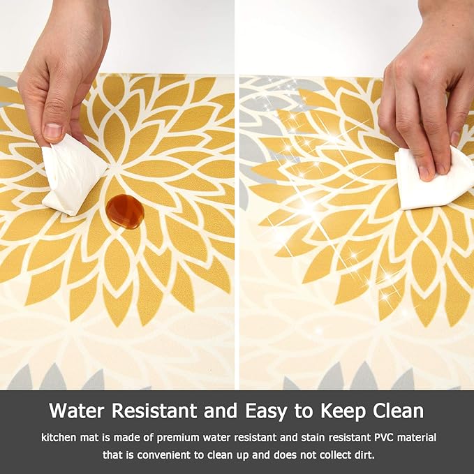 HEBE Anti Fatigue Kitchen Rugs Sets of 2, Non Slip Kitchen Mats for Floor, Waterproof Cushioned Comfort Standing Carpet for Kitchen Sink, Home Office, Laundry Room, Colorful