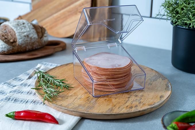 Pikanty Mini Deli Keeper | Food Storage Container with Hinged Lid | Small Cold Cuts and Cheese Organizer for Refrigerator | Dishwasher Safe | Made in USA