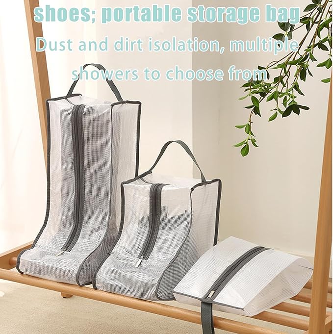 Under Bed Shoe Storage Organizer, 2 Pack Waterproof Boot Storage Bag with Visual Window, Dust Proof Shoe Bags for Boots, Shoes, and Sneakers (A)