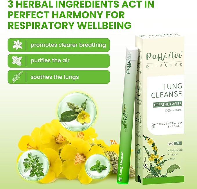 Herbal Diffuser Trio, Lung Cleanse, Sleep and Relax Diffuser with Extract of Mullein, Melatonin and and Chamomile, 100% Natural Swap, Wellness De-Stress Trio, 600 Uses Each