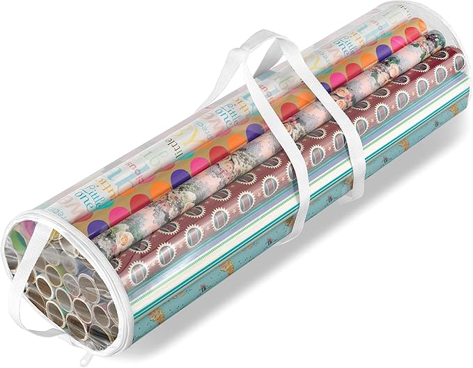 Whitmor 6044-4924 Clear Gift Wrap Organizer - Zippered Storage for 25 Rolls,(Pack of 6)