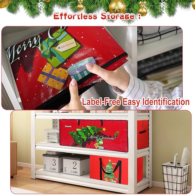 Christmas Tree Storage Bag 5ft/6ft,Up to 7.5ft, Small Christmas Tree Bag,Double Thickened Woven Fabric,Christmas Tree Storage for Disassembling Artificial Tree with 3 Organizer Pouches