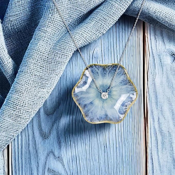 2Pcs Ceramic Jewelry Dish - Lotus Leaf Shape, for Ring Holder Necklace Small Key, Suitable for Mother Friend Sister, Gifts for Women, Cute Plate Trinket Tray, Home Decor (Light Blue-2PCS)