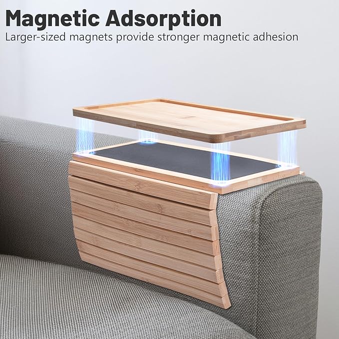 Sofa Arm Tray, Couch Arm Table, Anti-Slip Arm Rest Table for Couch, Universal/Flexible/Foldable/Portable Couch Cup Holder Tray for Drinks, Snacks, Remote