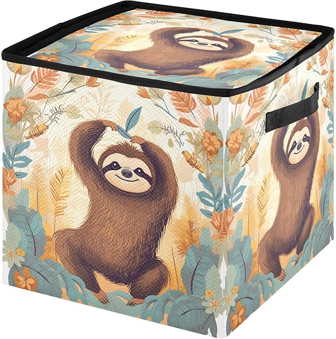 Kigai Sloth Christmas Ornament Storage Box with Zipper & Adjustable Dividers Holiday Ornament Organizer Xmas Storage Container, 64 Balls