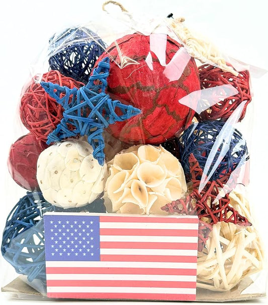 ANDALUCA American Flag Decorative 4th of July Vase Filler Bag with Orbs, Decorative Balls (Red, White & Blue)
