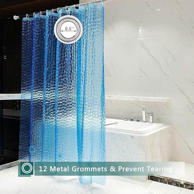 Shower Curtain Liner, 3 Pack 100% Waterproof Eva Shower Curtains with 3 Duty Heavy Bottom Magnets and 12 Rust Proof Grommets, 72x72 Weighted Shower Liner for Shower Stall, Bathtubs