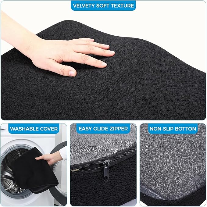 Tsumbay Firm Support Coccyx Cushion for Office Chair - Orthopedic Memory Foam, Standard Size (16.9”x15”), Tailbone Pain Relief with Removable Washable Cover & Handle for Car, Wheelchair