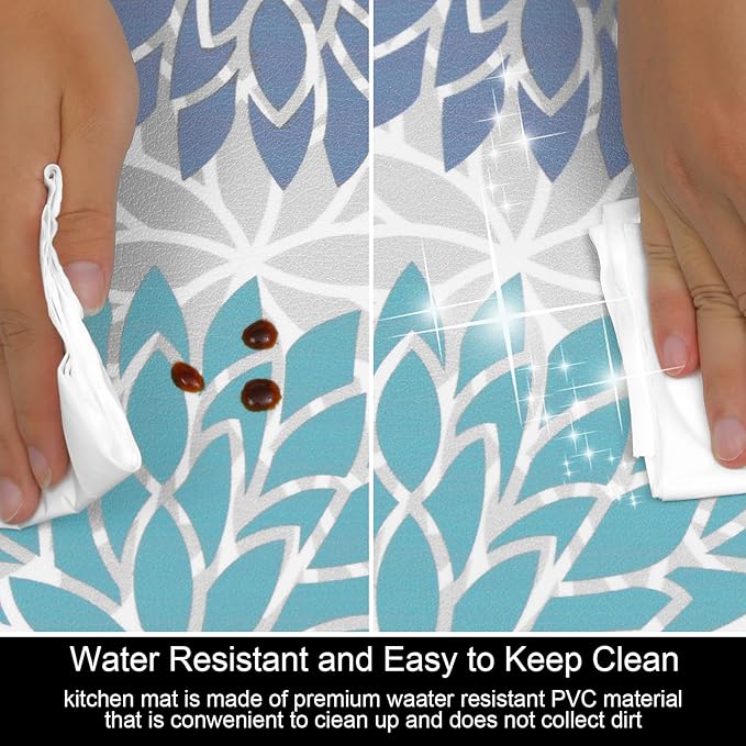 HEBE Anti Fatigue Kitchen Rugs Sets of 2, Non Slip Kitchen Mats for Floor, Waterproof Cushioned Comfort Standing Carpet for Kitchen Sink, Home Office, Laundry Room