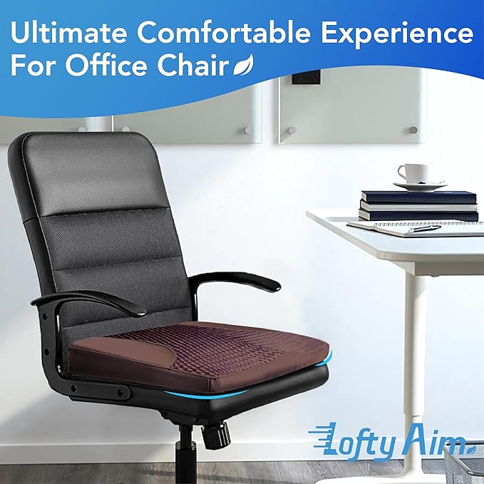Lofty Aim Car Seat Cushion, Comfortable Memory Foam Seat Pillow for Driving, Sciatica-Back Pain Relief, Cushion for Car-Truck, Office, Wheelchair - Brown