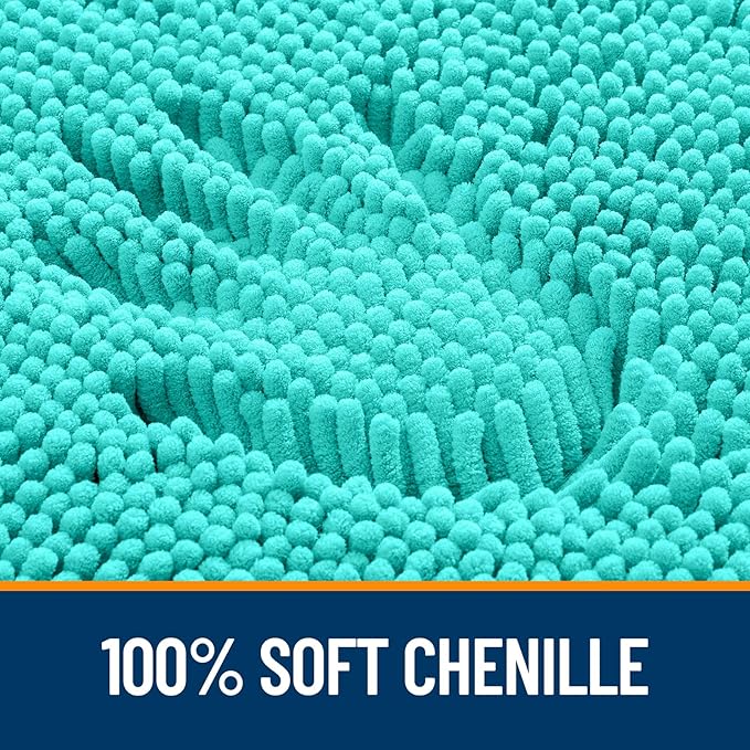 OLANLY Large Bathroom Rugs 40x32, Extra Soft Absorbent Chenille Bath Rugs, Rubber Backing Quick Dry, Machine Washable Bath Mats for Bathroom Floor, Tub and Shower, Home Decor Accessories, Teal