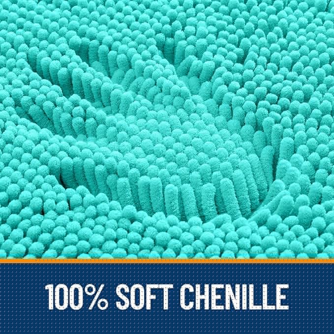 OLANLY Bathroom Runner Rugs 59x20, Extra Soft Absorbent Chenille Bath Rugs, Rubber Backing Quick Dry, Machine Washable Long Bath Mats for Bathroom Floor, Tub and Shower, Home Decor Accessories, Teal