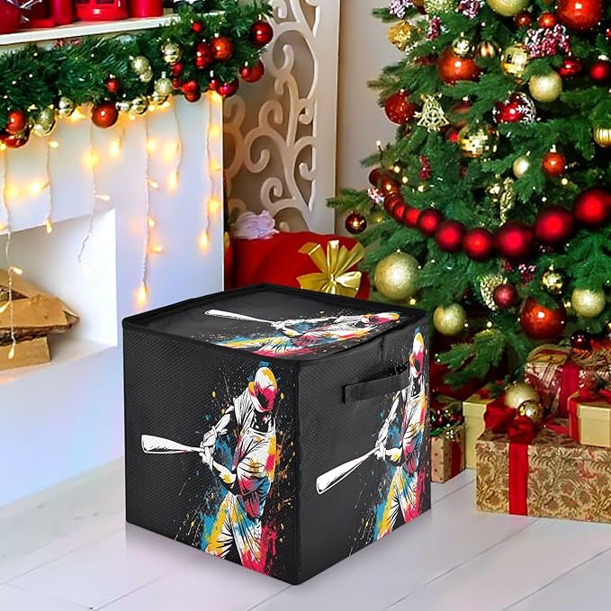 Kigai Baseballer Christmas Ornament Storage Box with Zipper & Adjustable Dividers Holiday Ornament Organizer Xmas Storage Container, 64 Balls