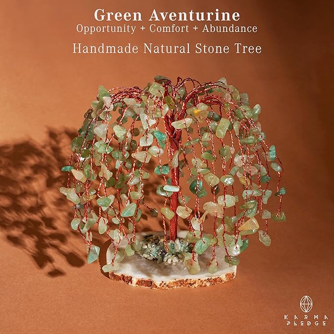 Chakra Tree of Life Birthday Gifts for Women, Home and Office Decor, Handmade Green Aventurine Crystal Tree for Money, Positivity, Reiki Healing, Spiritual Good Luck Gifts for Mom & Dad