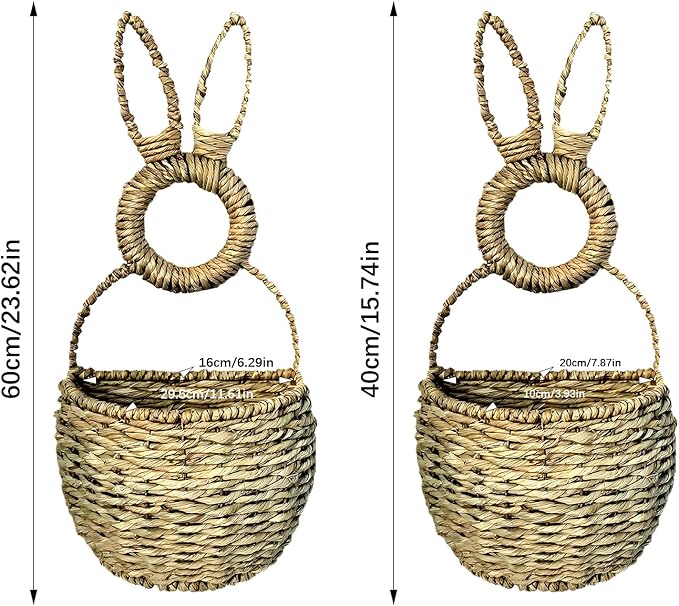 Decorative Rattan Rabbits Wall Mount Basket From Rattan Materials Fit Various Room Styles Natural Flexible Basket