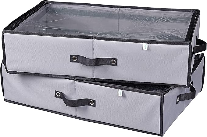 ProPik 2 Pack Christmas Figures Storage Box | Each Holds 4 Holiday Figurines up to 16” | Adjustable Nutcracker Decor Ornament Storage Container | Xmas Decorations Accessories Boxes (Gray)