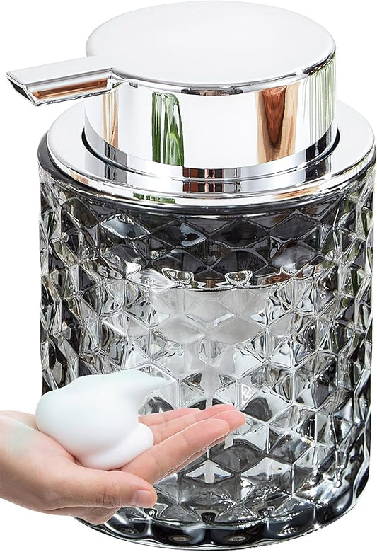 Malachi Foaming Hand Soap Dispenser, Refillable Clear Glass Pump Bottles for Liquid or Lotion, Modern Foam Dispenser for Bathroom, Kitchen, Commercial