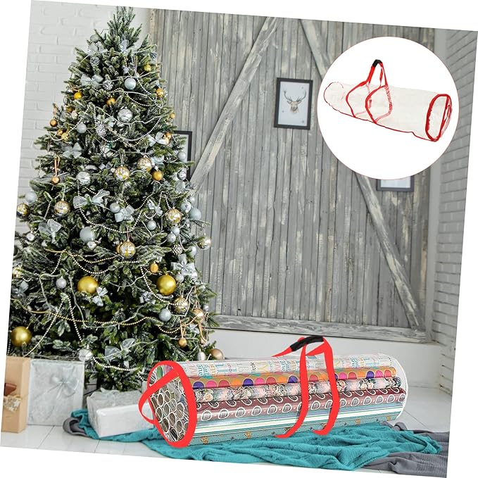 Garneck Storage Bag Clear Organizer Pouch for Wrapping Paper and Supplies Compact Design Fits Under Beds Shelves Attics