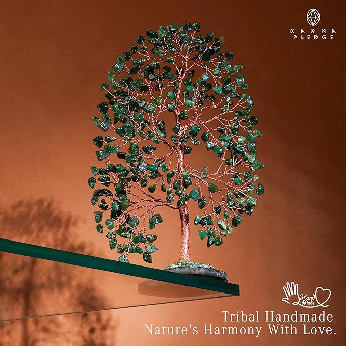 Crystal Tree of Life Birthday Gifts for Women, Men, Frineds, Handmade Green Aventurine Chakra Healing Tree for Home, Room, Office Decor, Bring Money, Positivity, Good Luck, Gifts for Mom & Dad