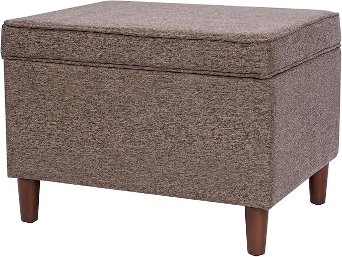 HomePop Home Decor | Dinah Collection Modern Storage Ottoman | Ottoman with Storage for Living Room & Bedroom (Chocalate Brown)