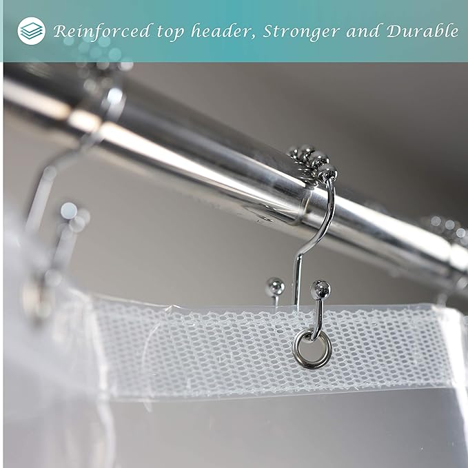 Mrs Awesome 66x72 Shower Curtain Liner with 6 Magnets Clear Thick PEVA Waterproof Plastic Shower Curtain 66 x 72 inches, Clear