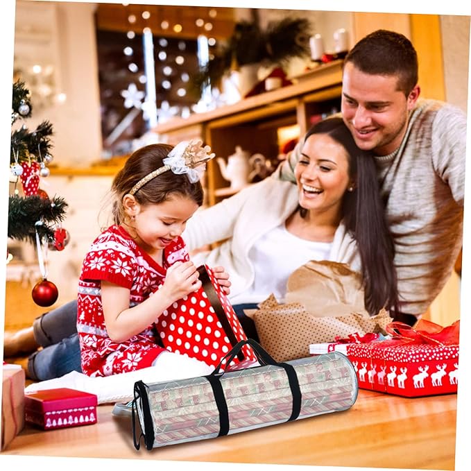 SOESFOUFU Wrapping Paper Storage Organizer Zippered Top Space-saving Christmas Storage Bag for under Bed Closet Transparent Design for Holiday Packing and Wrapping Supplies