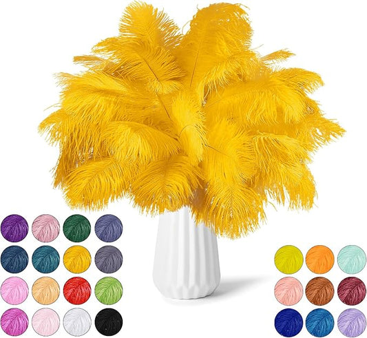 30pcs Gold Ostrich Feathers Natural Bulk 13-16in(33-40cm) Vase Craft Wedding Home Party Centerpieces Christmas Day Decoration