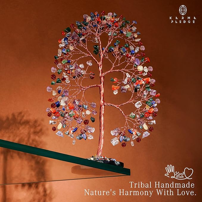 7 Chakra Crystal Tree of Life Birthday Gifts for Women, Men, Frineds, Handmade Reiki Healing Tree for Home, Room, Office Decor, Bring Money, Positivity, Good Luck, Gifts for Mom & Dad