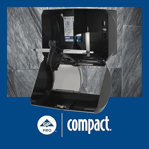 Georgia-Pacific Compact 2-Roll Side-by-Side Coreless High-Capacity Toilet Paper Dispenser by GP PRO (Georgia-Pacific); Black; 56784A; 1 Dispenser