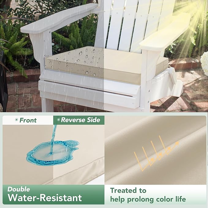 Outdoor Chair Cushions Set of 4: Waterproof & Color Fastness Seat Cushion for Patio Furniture - 22 x 22 x 3 Inch Chair Pads with Ties and Hidden Zipper - Patio Chair Cushion Replacement, Beige