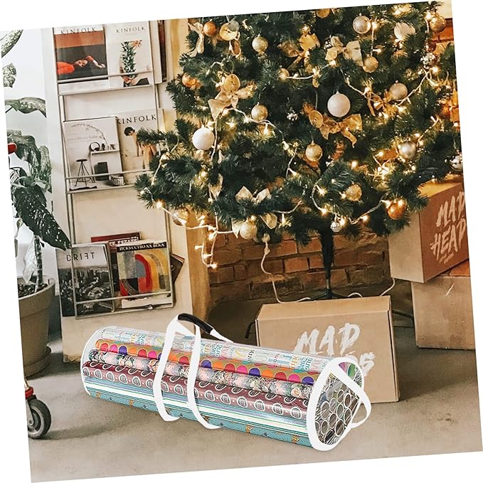 Christmas Wrapping Storage Bag Organizer for Holiday Paper Zip Closure Lightweight Design for Closet Under Bed Door Storage