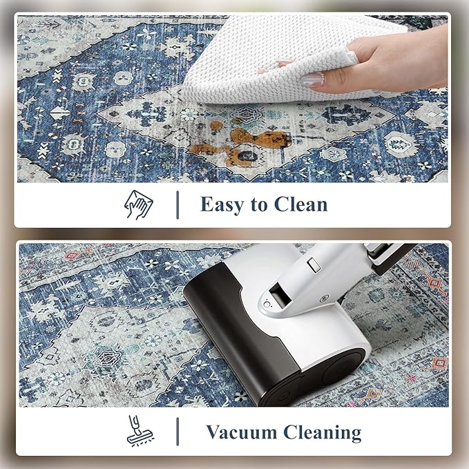 Collive Boho Kitchen Rugs Set of 2 Non Skid Kitchen Mats for Floor Cushioned Anti Fatigue Kitchen Floor Mats Waterproof Comfort Heavy Duty Foam Mats for Standing Desk Sink Laundry, 17.3"x29"+17.3"x59"