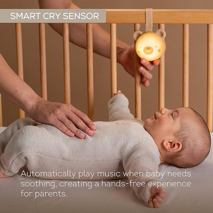 Taf Toys Portable Sound Machine for Baby Sleep Soft Light & Cry Sensor - 30 Mins Melodies - Ideal for Cribs, Strollers, Travel White Noise Machine Sleep Soother Soothing Sounds, Shush Rechargeable