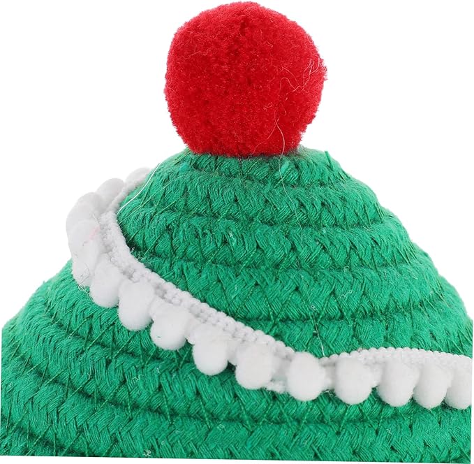 Garneck Christmas Tree Shape Woven Basket Lid Decorative Cosmetic Storage Holder for Home Organization Christmas-themed Desktop Container for Sundries Personal Items