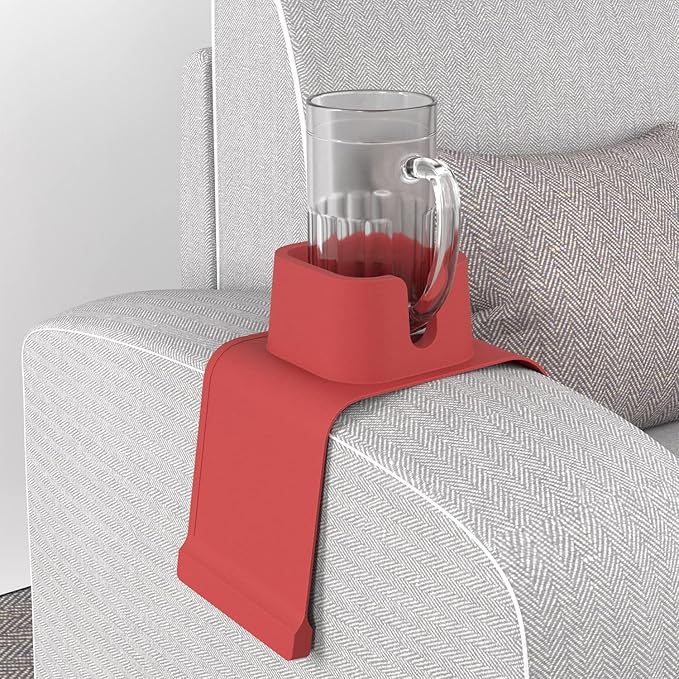 vodvob Couch Cup Holder, Anti-Spill Sofa Cup Holder Silicone Coaster, Suitable for Sofa Recliner Armchairs,Red