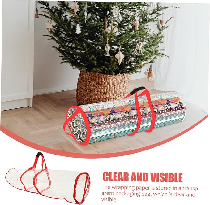 Garneck Storage Bag Clear Organizer Pouch for Wrapping Paper and Supplies Compact Design Fits Under Beds Shelves Attics