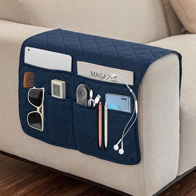 Remote Control Holder for Recliner,Non Slip Armchair Caddy,Sofa Armrest Storage Organizer for Recliner Couch With 6 Pockets for TV Remote,Cell Phone,Magazine