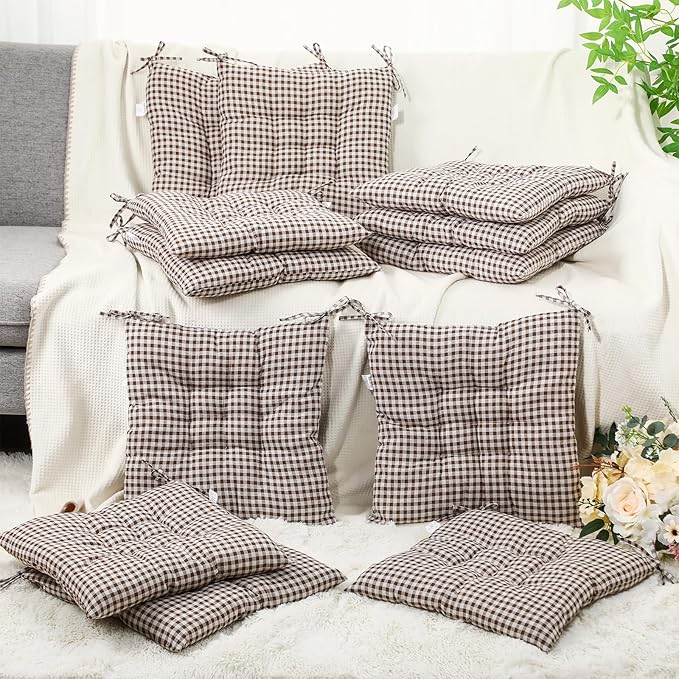 Geetery 12 Pcs Floor Pillows Bulk Seating Cushions for Floor Chair 15.7'' Large Meditation Cushion for Yoga Living Room Tatami Bedroom Balcony Office (Plaid Color,Square)