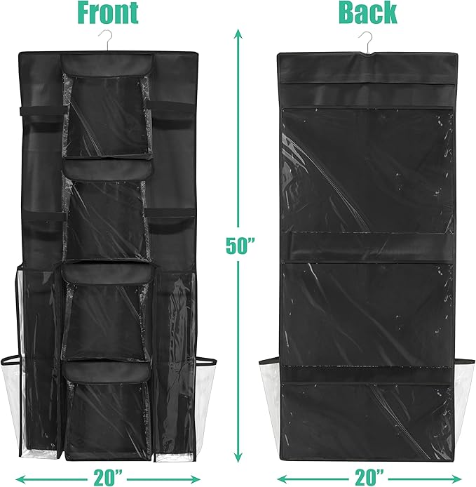 Simple Houseware Double-Sided Hanging Gift Wrap Organizer Storage Pockets, Black (Set of 1)