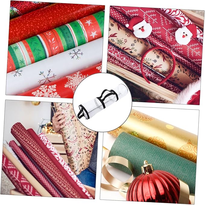 TOVINANNA Christmas Wrapping Paper Storage Organizer Transparent Container Zippered Top for under Bed Closet Wrap Holder for Holiday Decorations and Accessories