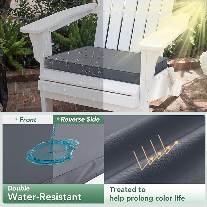 Outdoor Chair Cushions Set of 2: Waterproof & Fade Resistant Seat Cushion for Patio Furniture - 18.5 x 16 x 2 Inch Chair Pads with Ties and Hidden Zipper - Patio Chair Cushion Replacement, Dark Grey