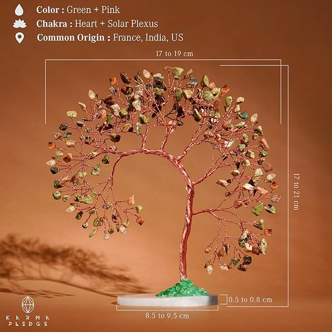 Crystal Tree of Life for Home, Office, Room, Wall Decor to Bring Money & Good Luck, Handmade Unakite Reiki Healing Chakra Tree Gifts for Women, Men, Mom & Dad, Unique Gifts for Birthday & Anniversary