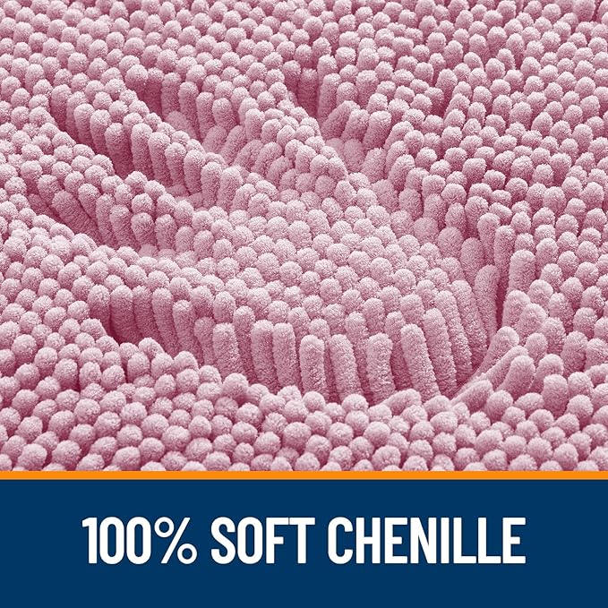 OLANLY Large Bathroom Rugs 40x24, Extra Soft Absorbent Chenille Bath Rugs, Rubber Backing Quick Dry, Machine Washable Bath Mats for Bathroom Floor, Tub and Shower, Home Decor Accessories, Dusty Rose
