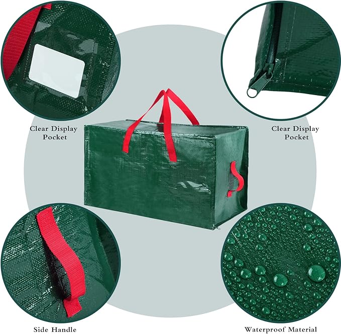 Shappy 6 Pcs Extra Large Storage Bags Jumbo Moving Bags Christmas Ornaments Container Heavy Duty Organizer Storage Bag with Zippers(Green,65 x 30", 24 x 16", 12 x 12")