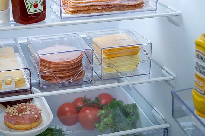 Pikanty Mini Deli Keeper | Food Storage Container with Hinged Lid | Small Cold Cuts and Cheese Organizer for Refrigerator | Dishwasher Safe | Made in USA