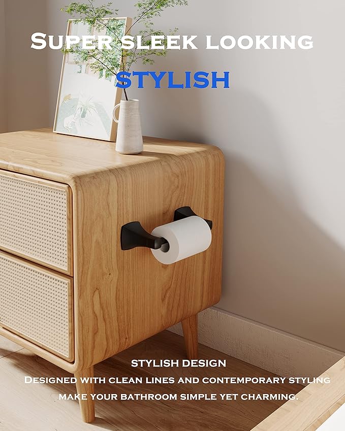 Matte Black Toilet Paper Holder Bathroom Double Post Pivoting Tissue Roll Holder Stainless Steel and Zinc Alloy Wall Mount