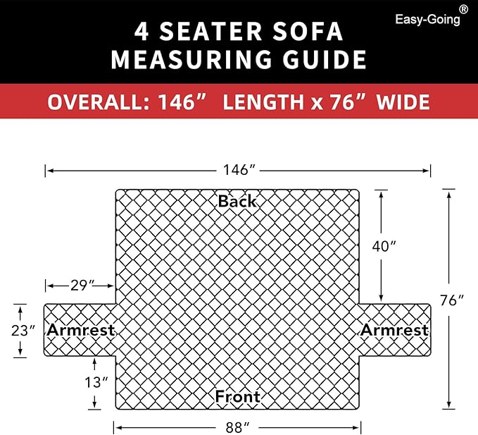Easy-Going 4 Seater Sofa Slipcover Reversible Sofa Cover Water Resistant Couch Cover with Foam Sticks Elastic Straps Furniture Protector for Pets Children Dog Cat (XX-Large, Navy/Ivory)