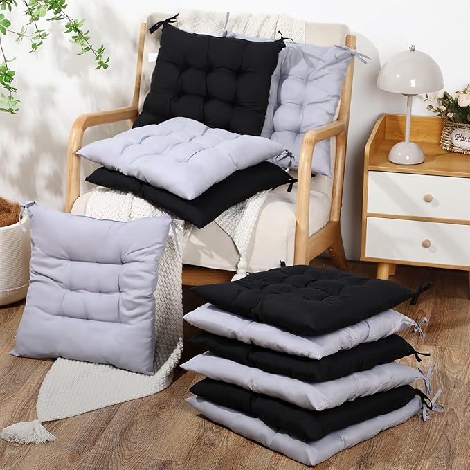 Geetery 12 Pcs Floor Pillows Bulk Seating Cushions for Floor Chair 15.7'' Large Meditation Cushion for Yoga Living Room Tatami Bedroom Balcony Office (Black Grey,Square)